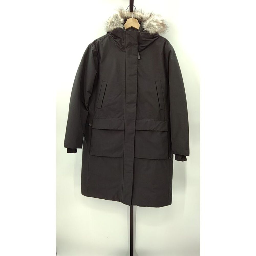 Quince Black Faux-Fur Hooded Parka Coat